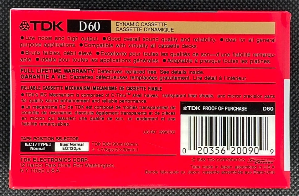 TDK D - 1988 - US - Blank Cassette Tape - New Sealed