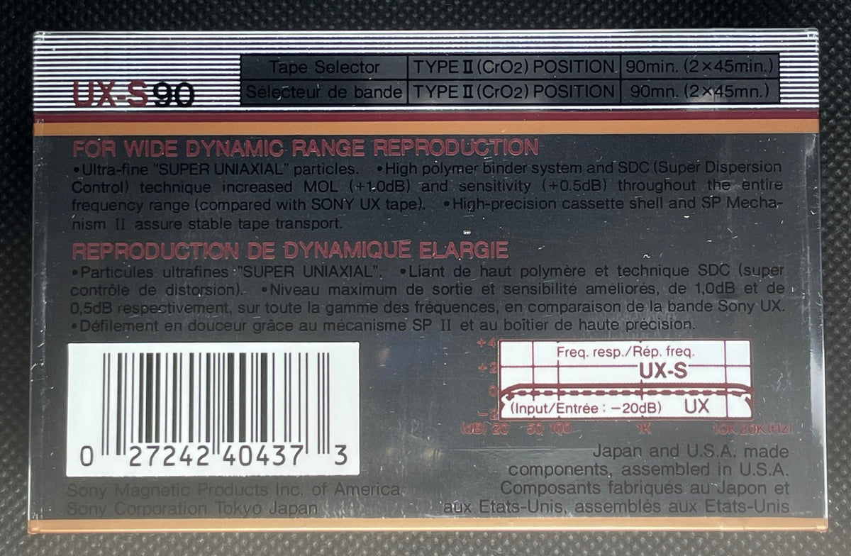 Lot De 4 Cassettes Audio Sony UX-S Chrome 60 Min – Neuves, 1986, Made In France