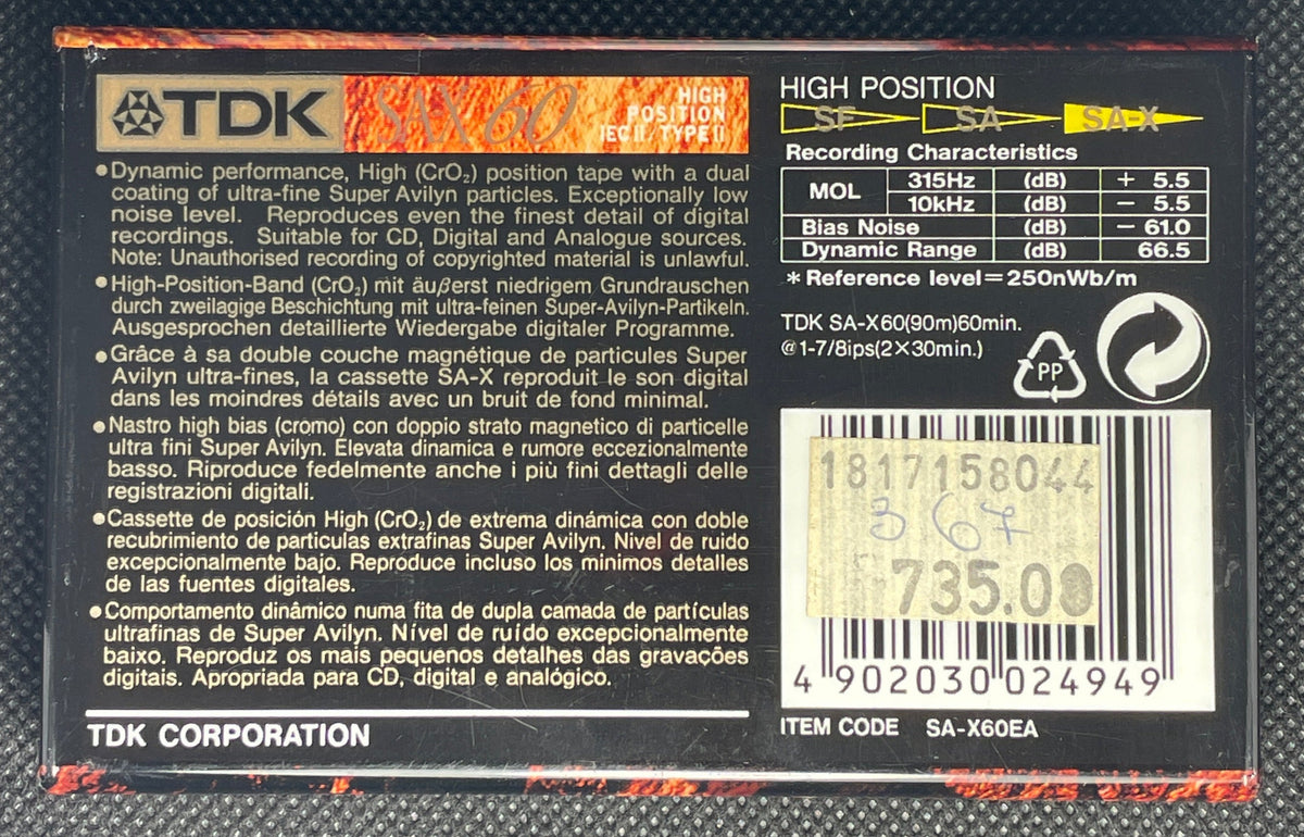 TDK SA-X 1996 - US - Blank Cassette Tape - New Sealed