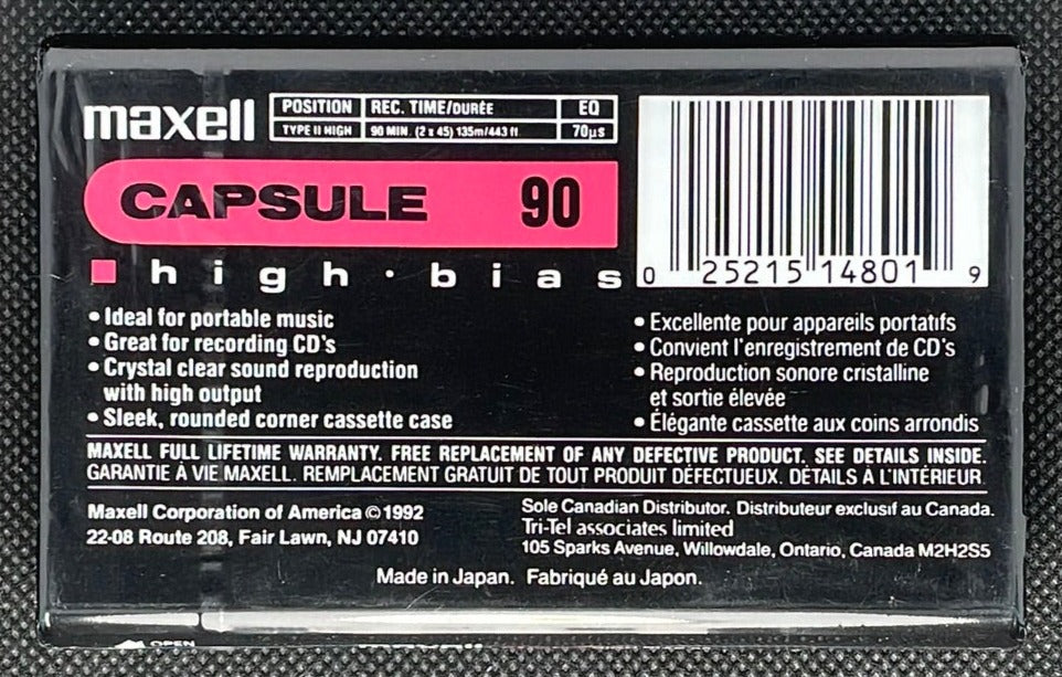 Maxell Capsule II - 1992 - US - Blank Cassette Tapes - New Sealed