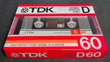 TDK D 1986 C60 Blank Cassette Tape